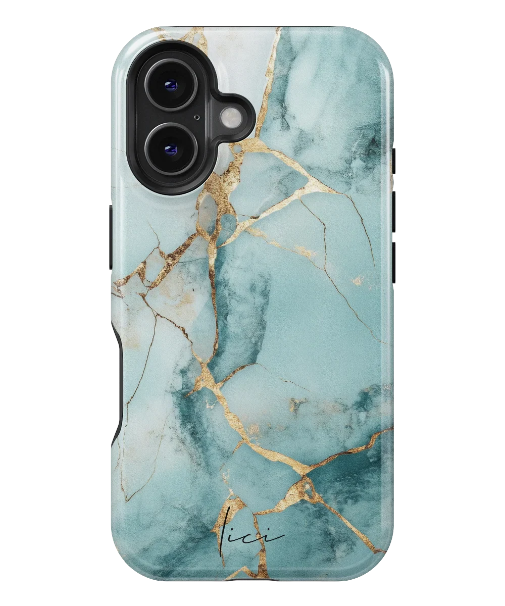 Blue Gold Marble - iPhone 16