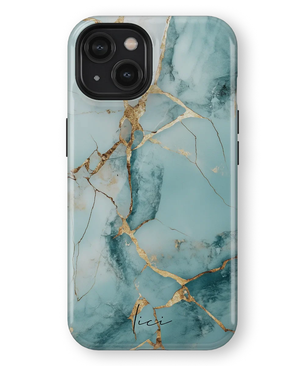 Blue Gold Marble - iPhone 14