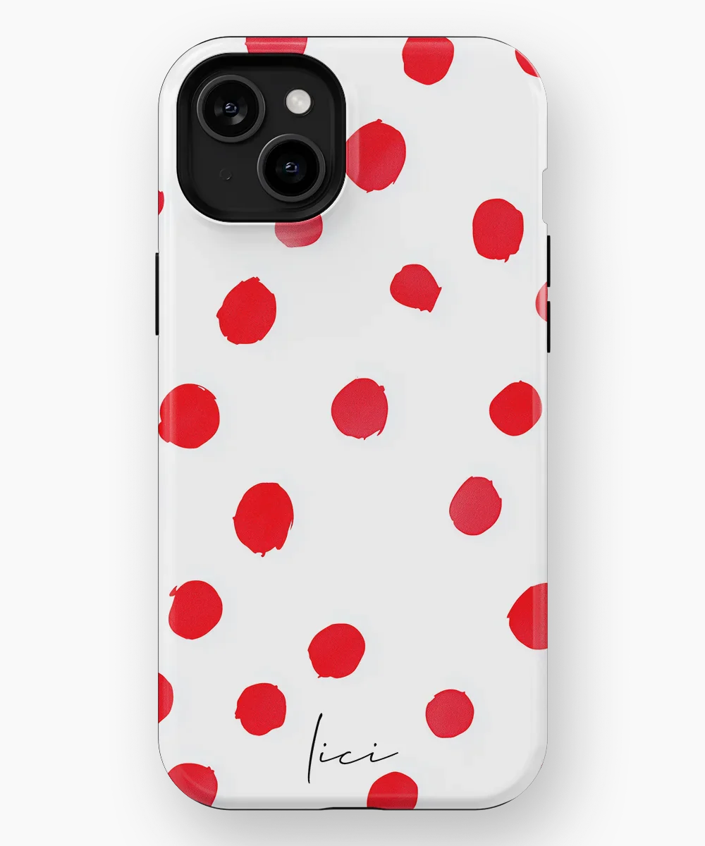 Red Polka Dots - iPhone 15 Plus