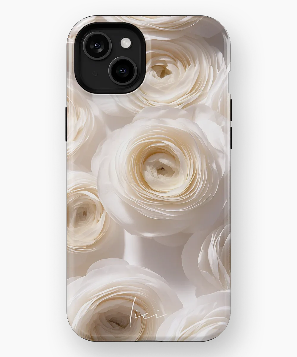 White Ranunculus - iPhone 15 Plus