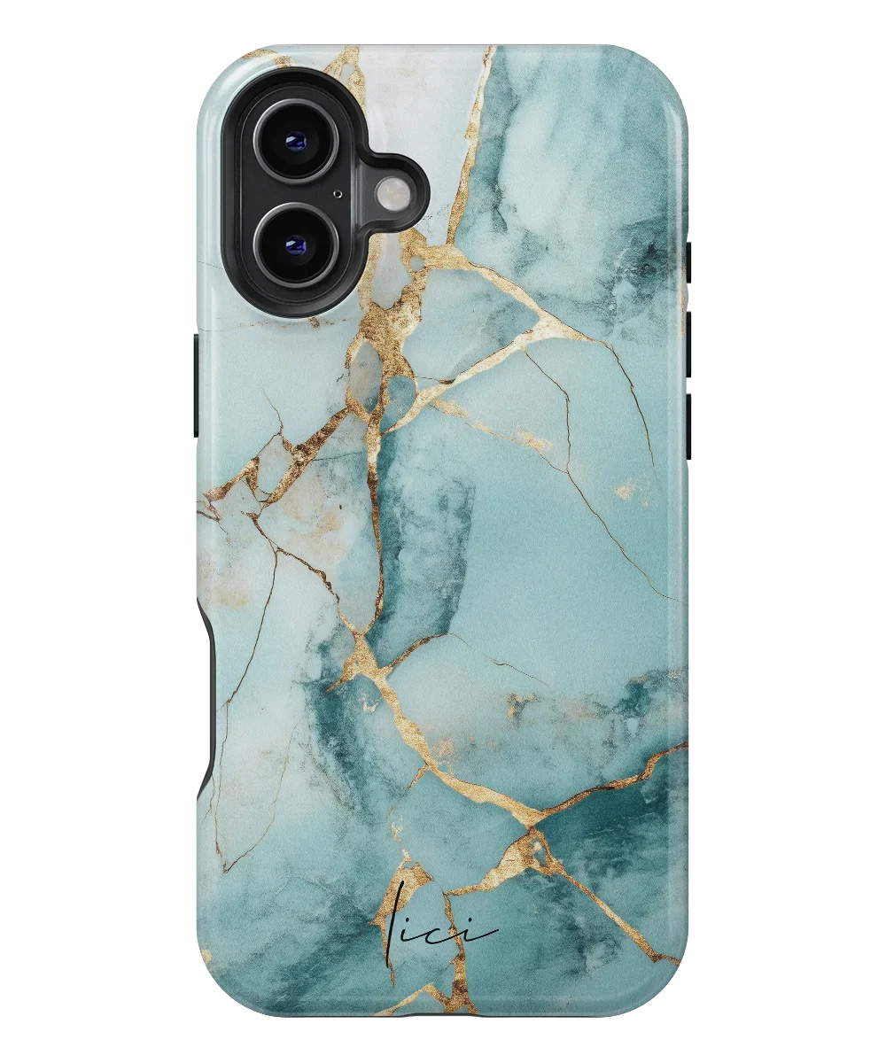 Blue Gold Marble - iPhone 16 Plus