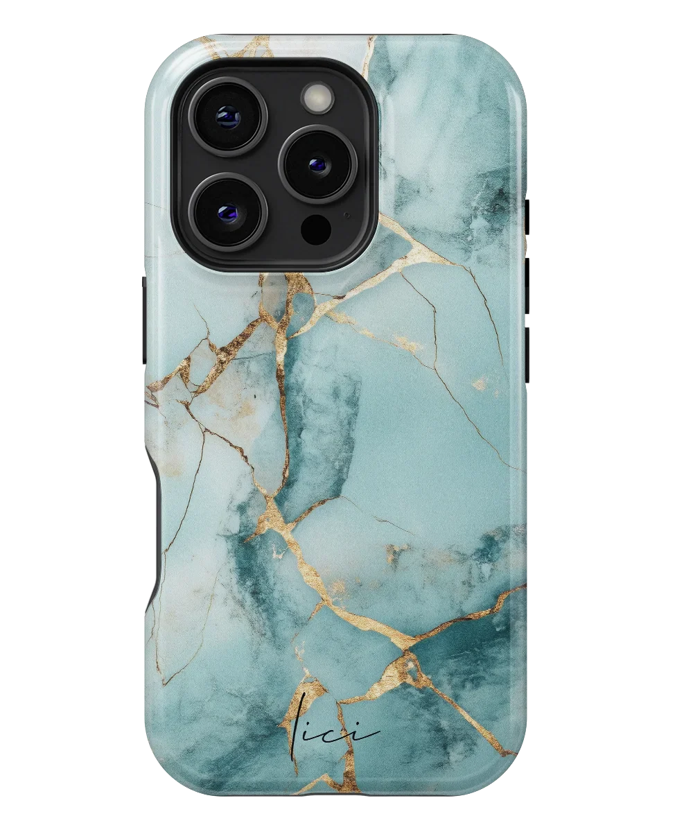 Blue Gold Marble - iPhone 16 Pro