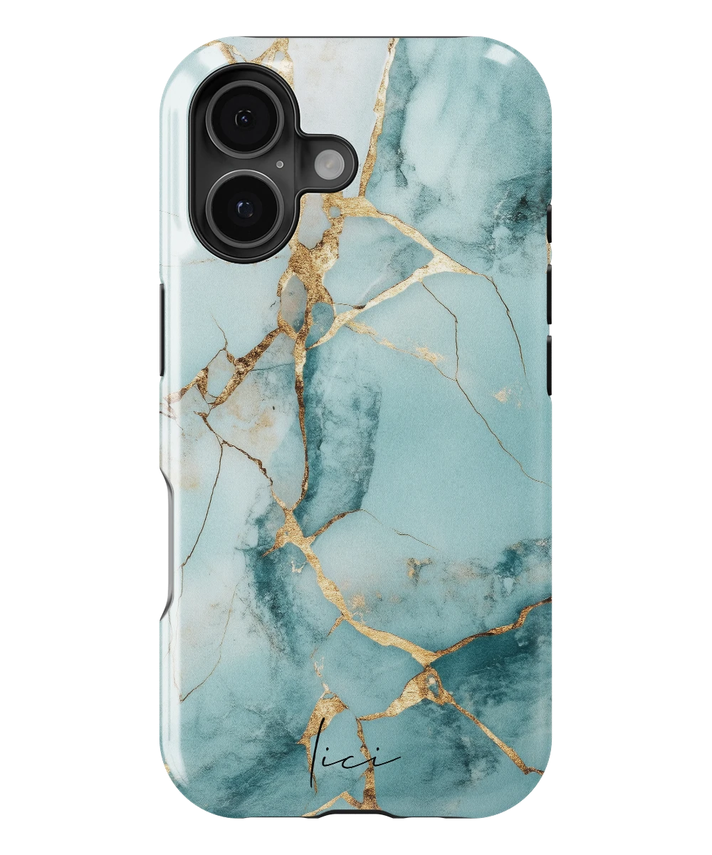 Blue Gold Marble - iPhone 17