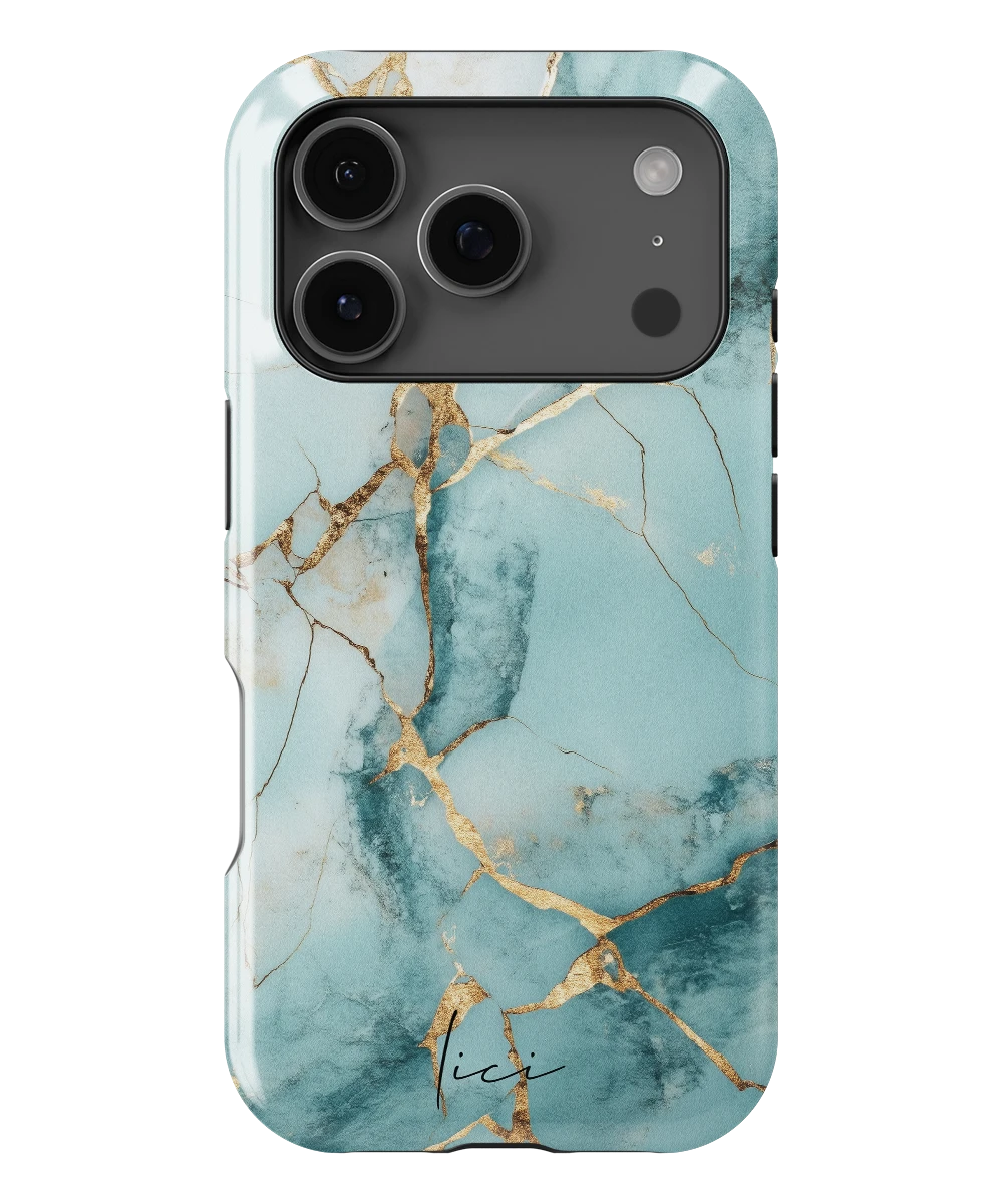 Blue Gold Marble - iPhone 17 Pro