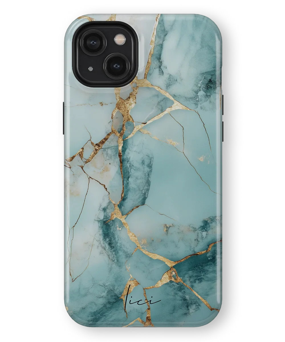 Blue Gold Marble - iPhone 14 Plus