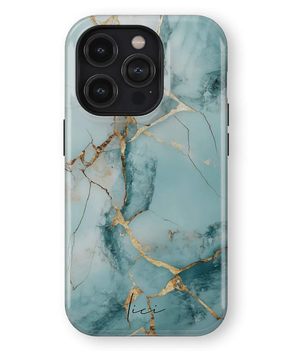Blue Gold Marble - iPhone 14 Pro
